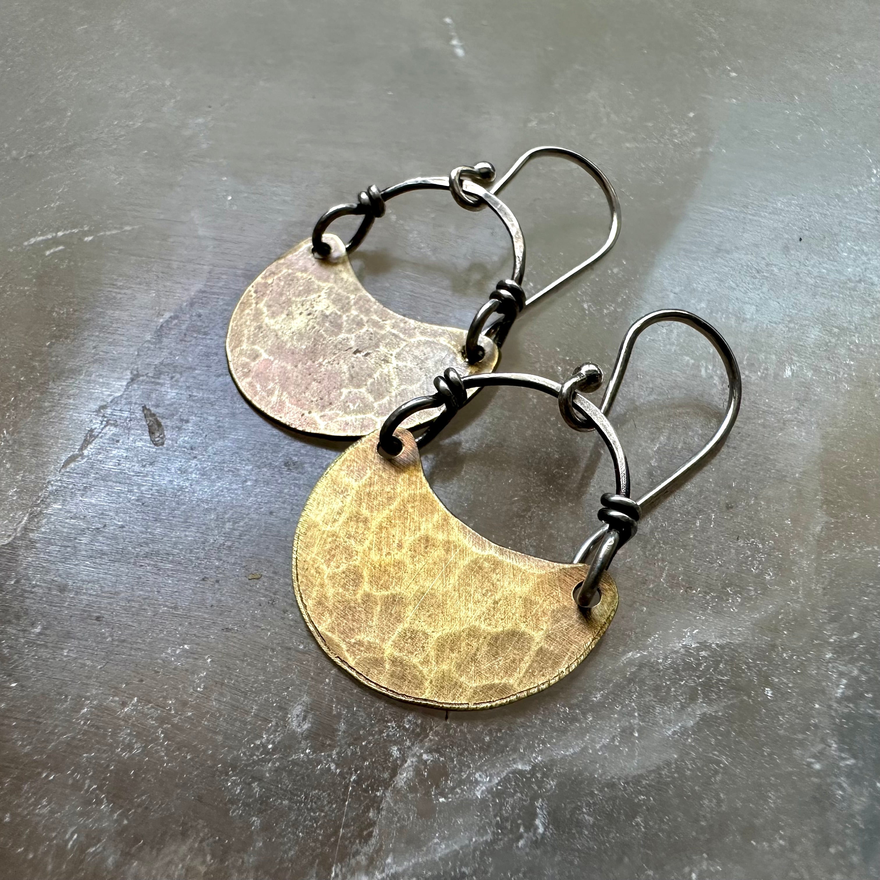 Brass Crescent Earrings by jenkahnjewelry