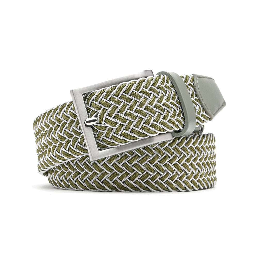 Bradenton Olive/White Braided Belt