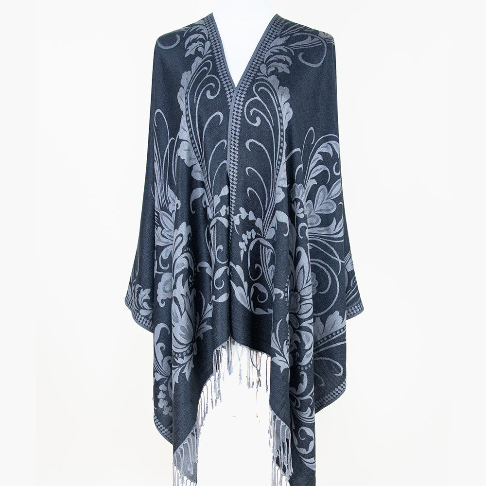 Black Floral Pashmina