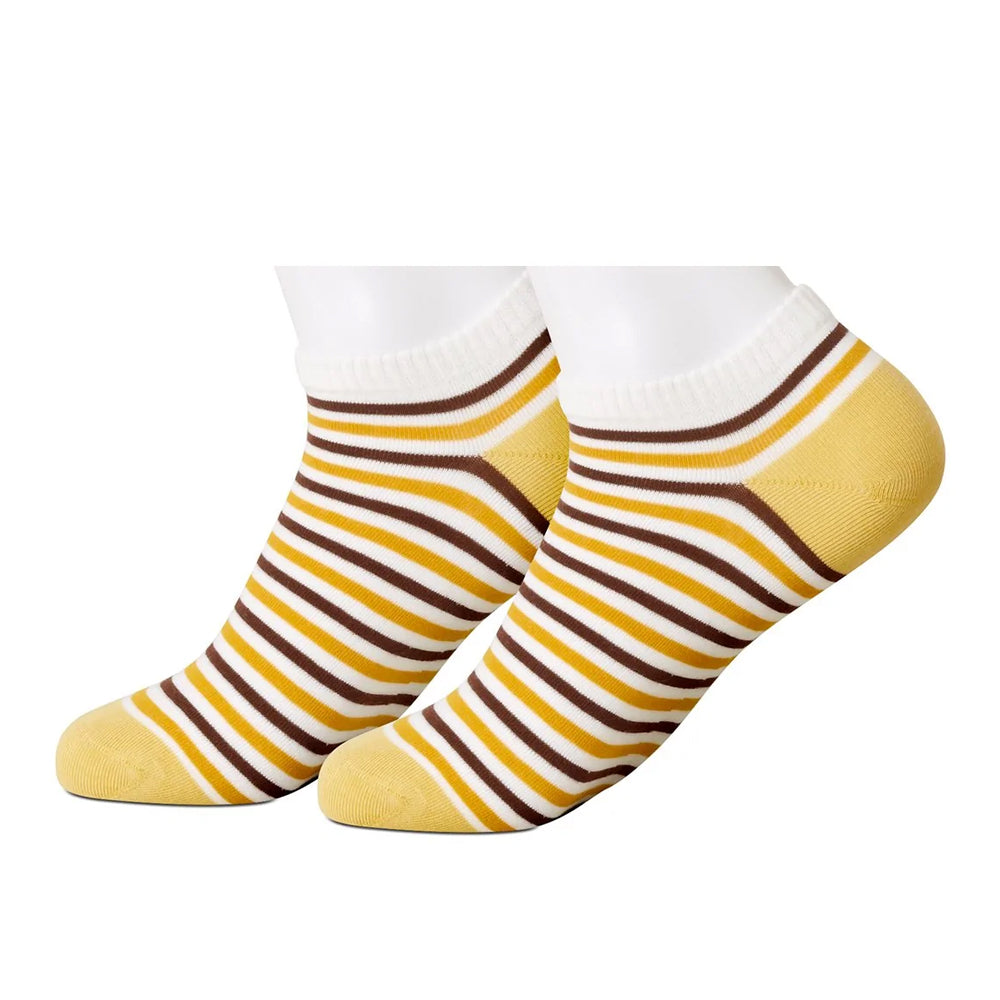Brown/Gold Striped Ankle Women's Socks