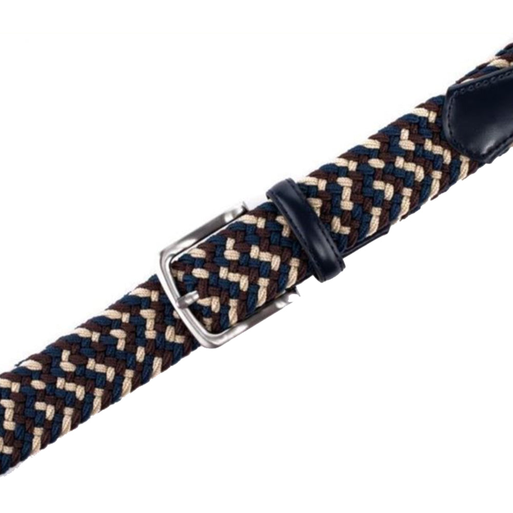 Bradenton Navy/Brown/Beige Braided Belt