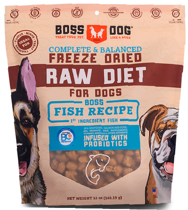 Boss Dog Fish Recipe Freeze Dried Complete Dog Food 12oz by Pet Food Warehouse