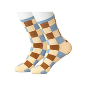 Brown/Blue Checkerboard Women's Socks