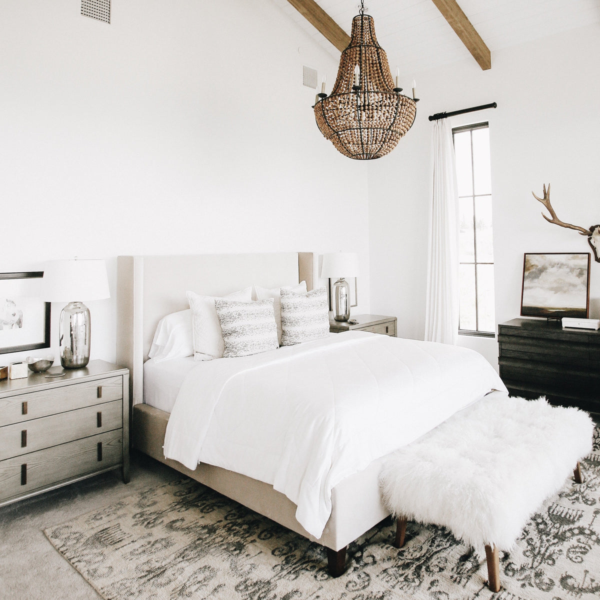 White Cozy Earth Bamboo Comforter on Bed