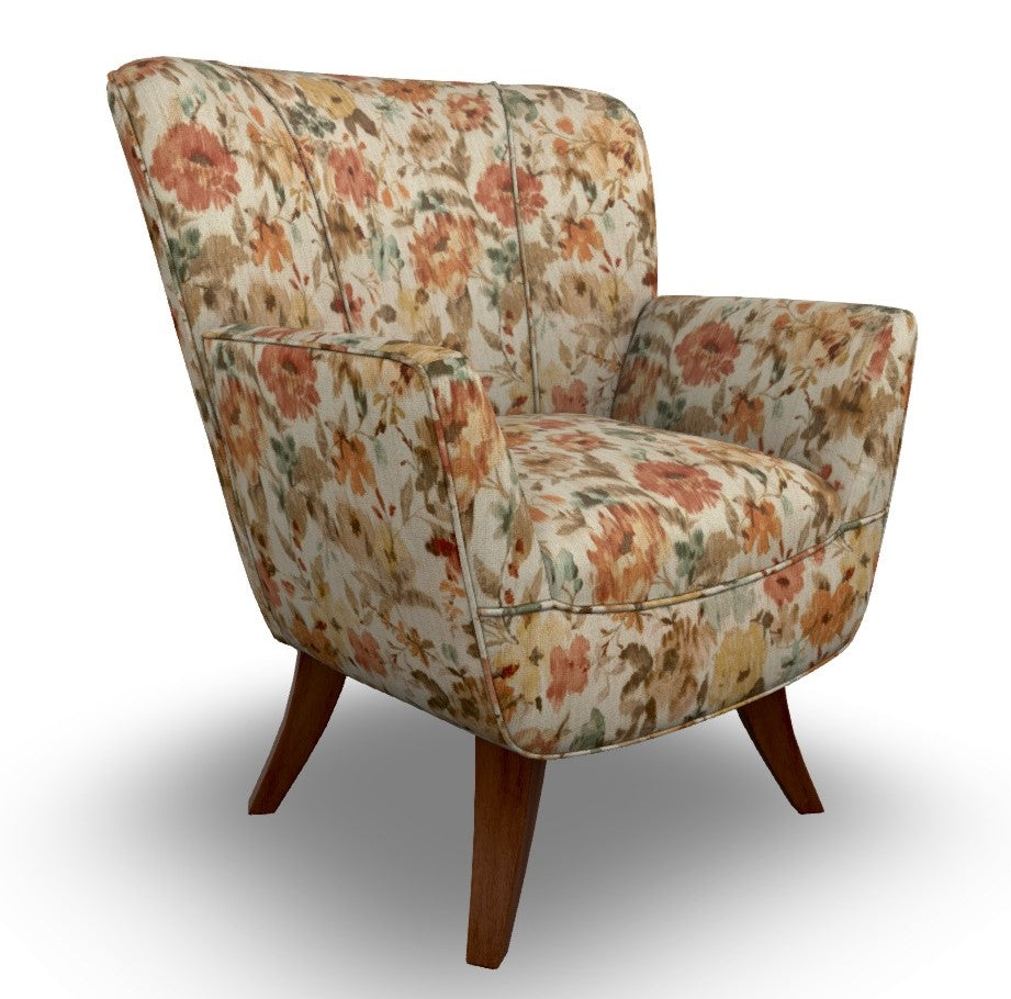 Bethany Accent Chair Meadow Floral Fabric & Dark Walnut Finish Legs by Homeportonline