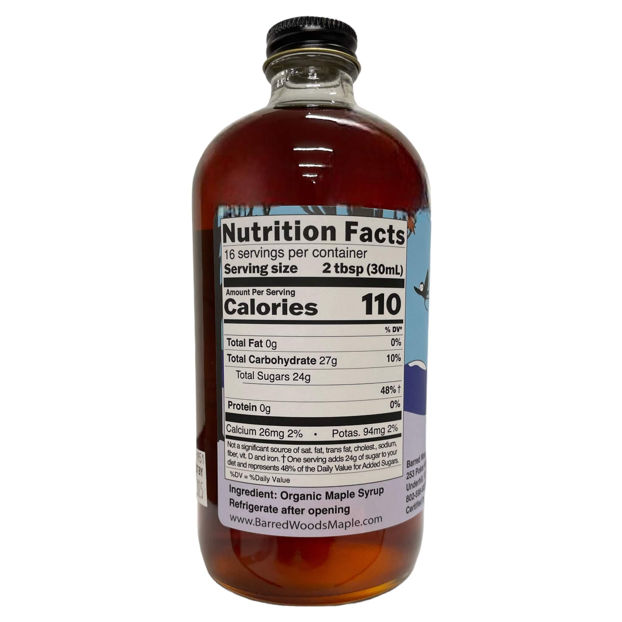 Pint Glass Bottle of Pure Organic Vermont Maple Syrup - 16 oz by Barred Woods Maple