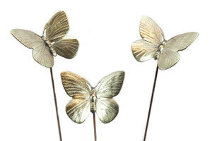 Brass Butterfly Plant Sticks – Handcrafted Decorative Set of 6