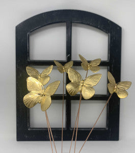 Brass Butterfly Plant Sticks – Handcrafted Decorative Set of 6