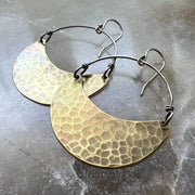 Brass Crescent Earrings by jenkahnjewelry
