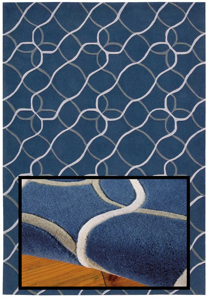 Contour Hand Tufted Wool Rug Blue 5' X 8' by Homeportonline