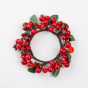 Candle Ring - Faux Bright Red Berry and Leaf by Homeportonline