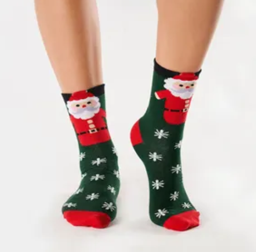 Women's Santa Claus Printed Super Soft Cotton Socks by SidePony Boutique