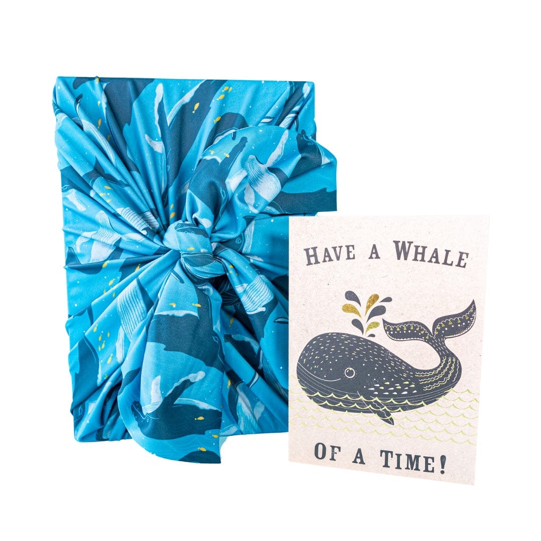 Small Reusable Cloth Furoshiki Gift Wrap | Whales & Waves by Shiki Wrap