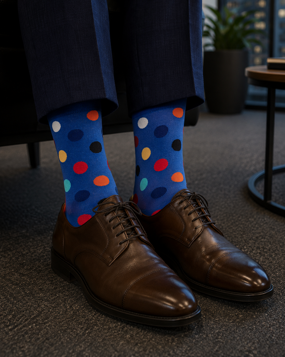 Bubbly Polka Blue Men's Socks