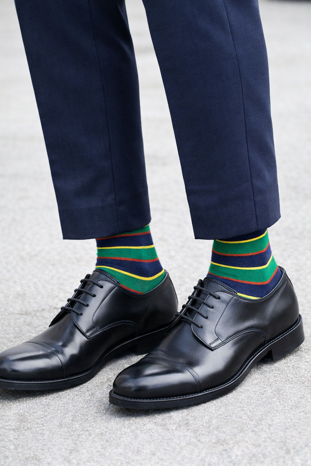 Green and Navy Stripe Socks