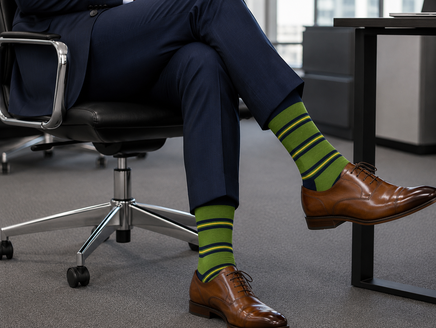 Bright Green Stripe Men’s Socks