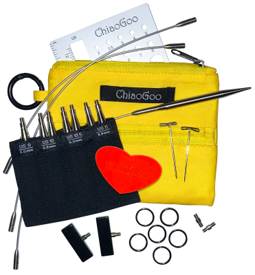 ChiaoGoo TWIST Shorties Interchangeable Needle Set #9-11 (Yellow Set)