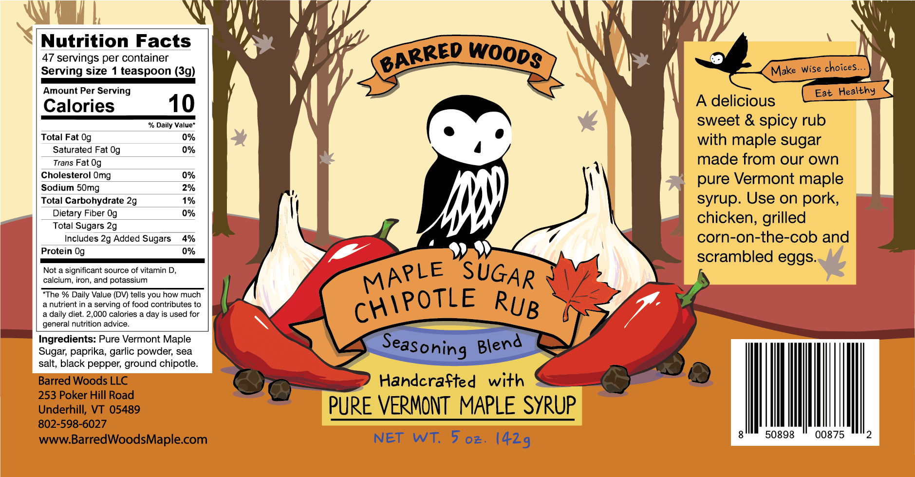 Maple Sugar Chipotle Rub by Barred Woods Maple