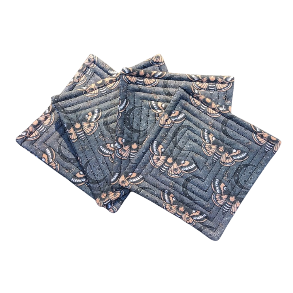 Moons & Moths - Quilted Coasters