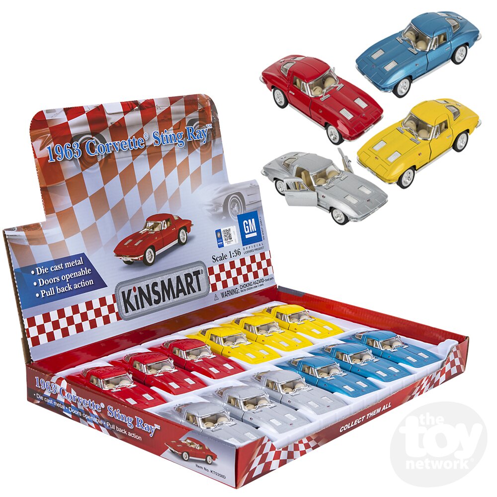 Diecast Pullback Car Chevy Corvette 1963 Stingray 5" by Homeportonline