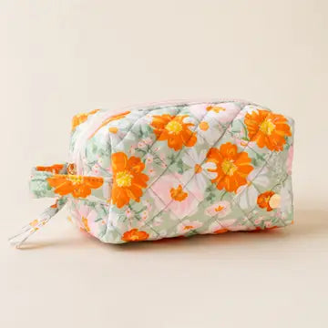 Essentials Quilted Cosmetic Pouch- Bouquet Beauty Sage