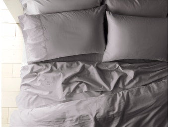 Coyuchi Sateen Plae Grey Sheet Set 300