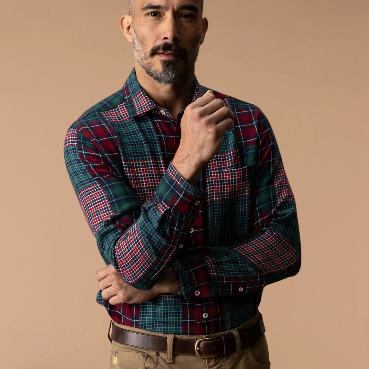 Duck Head Pierre Patchwork Cotton Flannel Sport Shirt