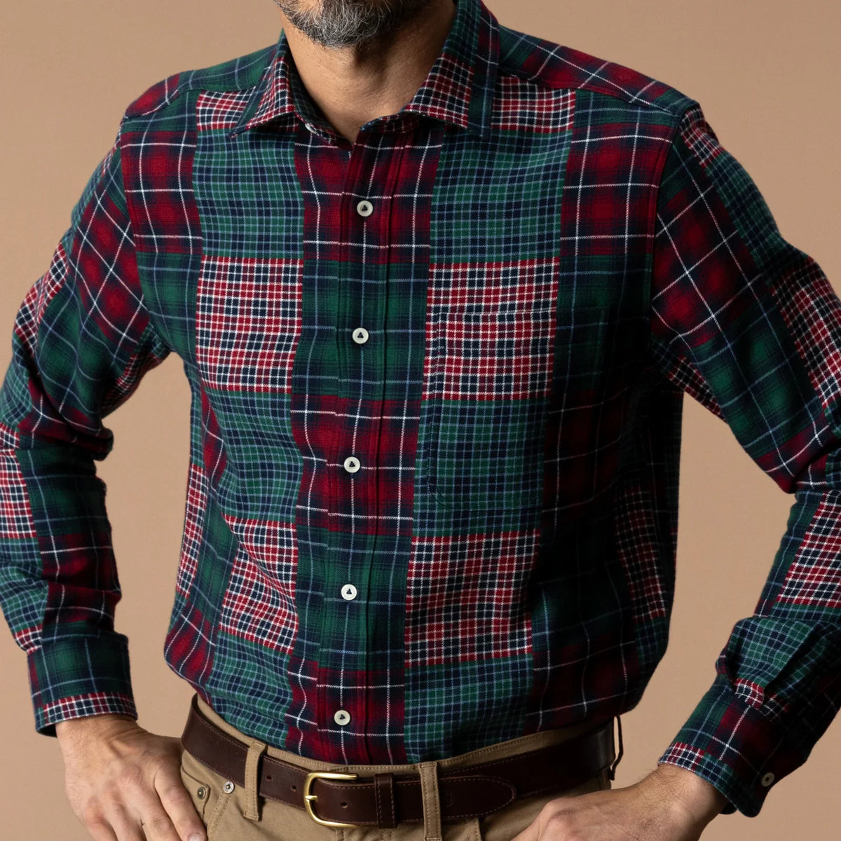 Duck Head Pierre Patchwork Cotton Flannel Sport Shirt