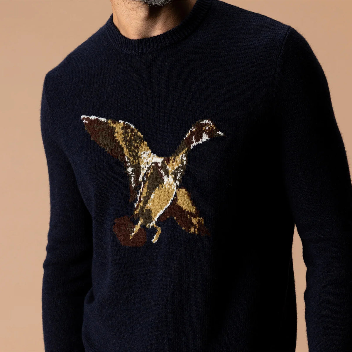 Duck Head Flying Wood Duck Merino Intarsia Crewneck Sweater
