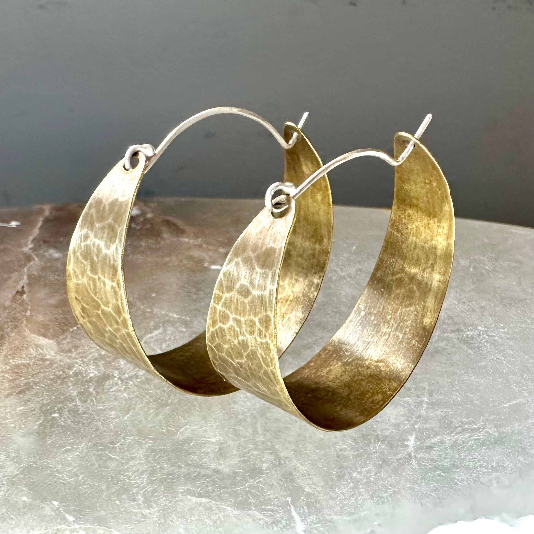 Wide Brass Hoops by jenkahnjewelry