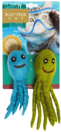 Dharma Dog Karma Cat Wool Octopus 2 Pack Cat Toy by Pet Food Warehouse