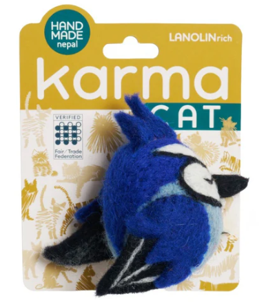 Dharma Dog Karma Cat Wool Cat Chase Toy Blue Jay Cat Toy