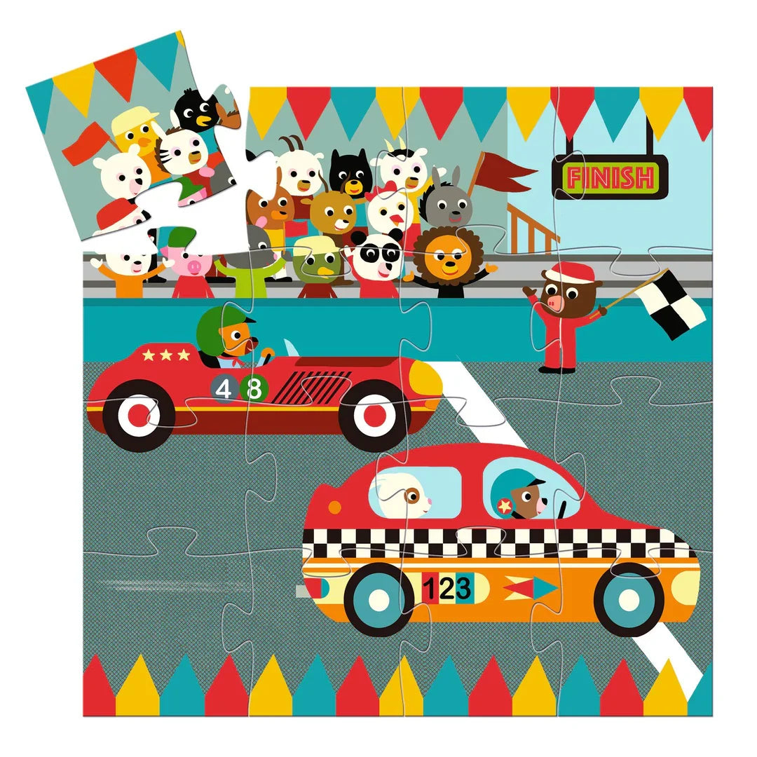The Racing Car | 16pc Silhouette Mini Jigsaw Puzzle
