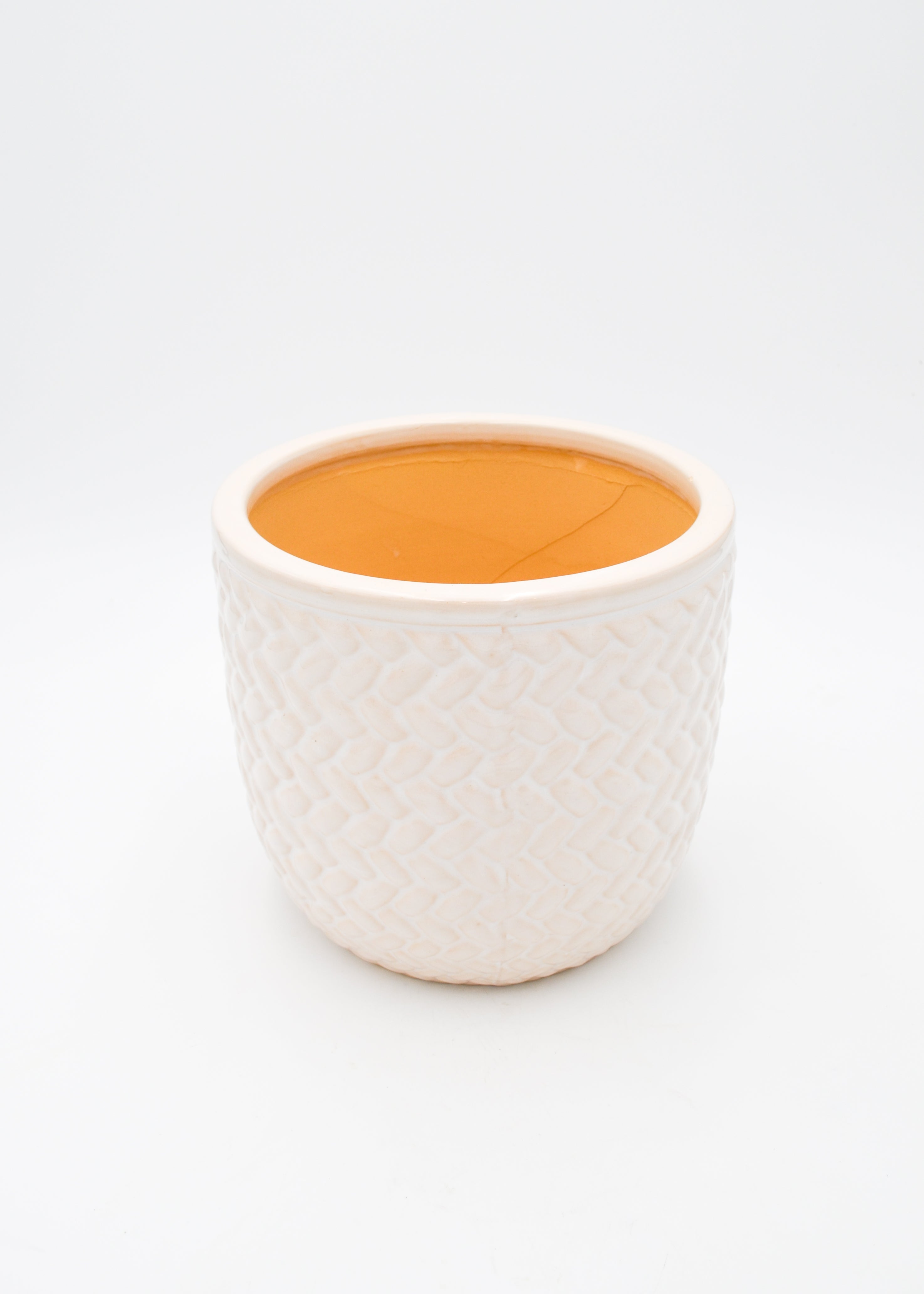 White Knit Design Ceramic Pots (3 Sizes Available)