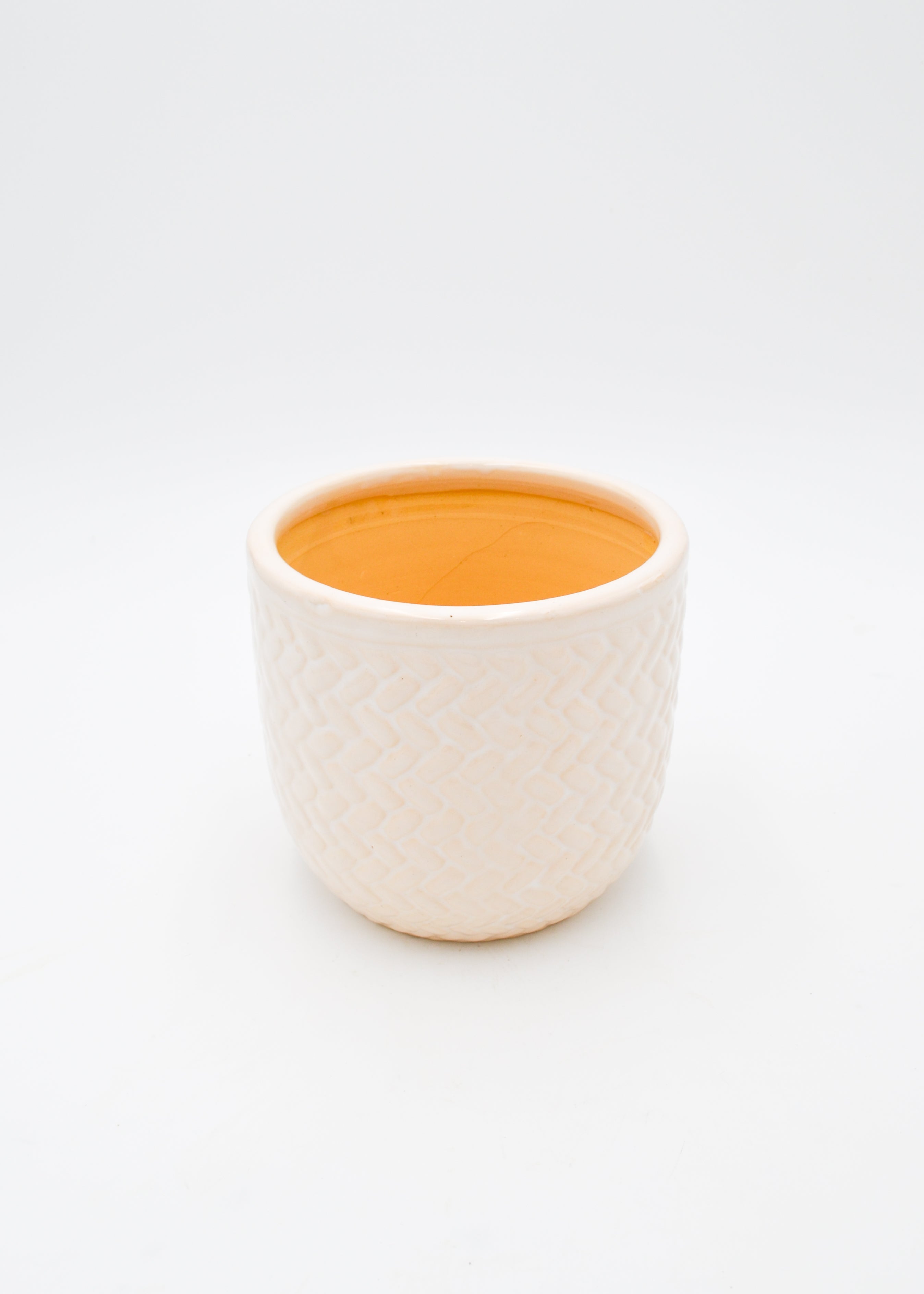 White Knit Design Ceramic Pots (3 Sizes Available)