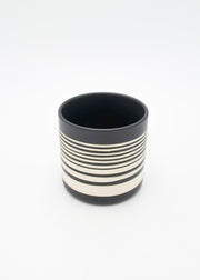 Black White Striped Matte Pot