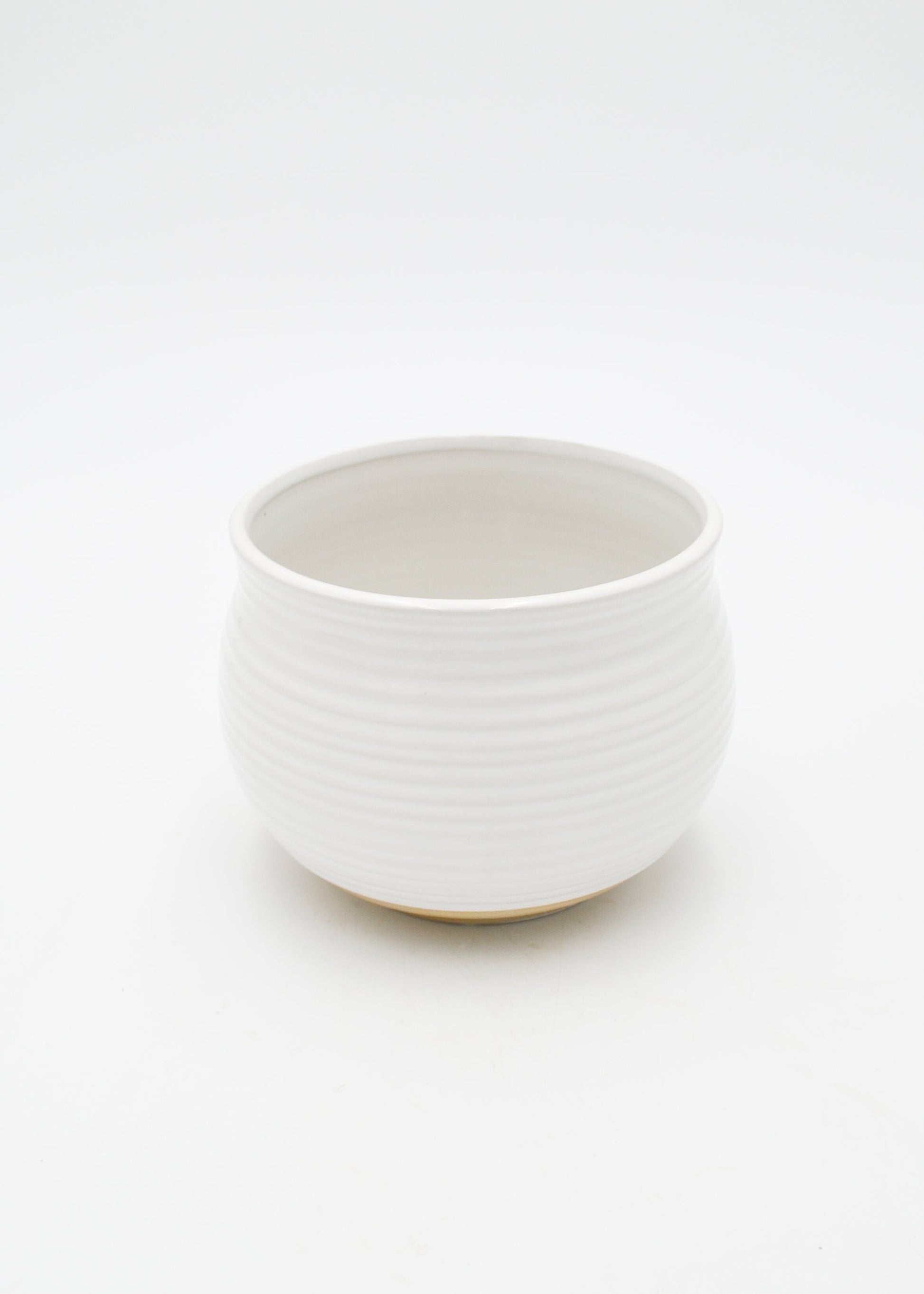 White Glossy Ridges Round Pot by Wild Lark
