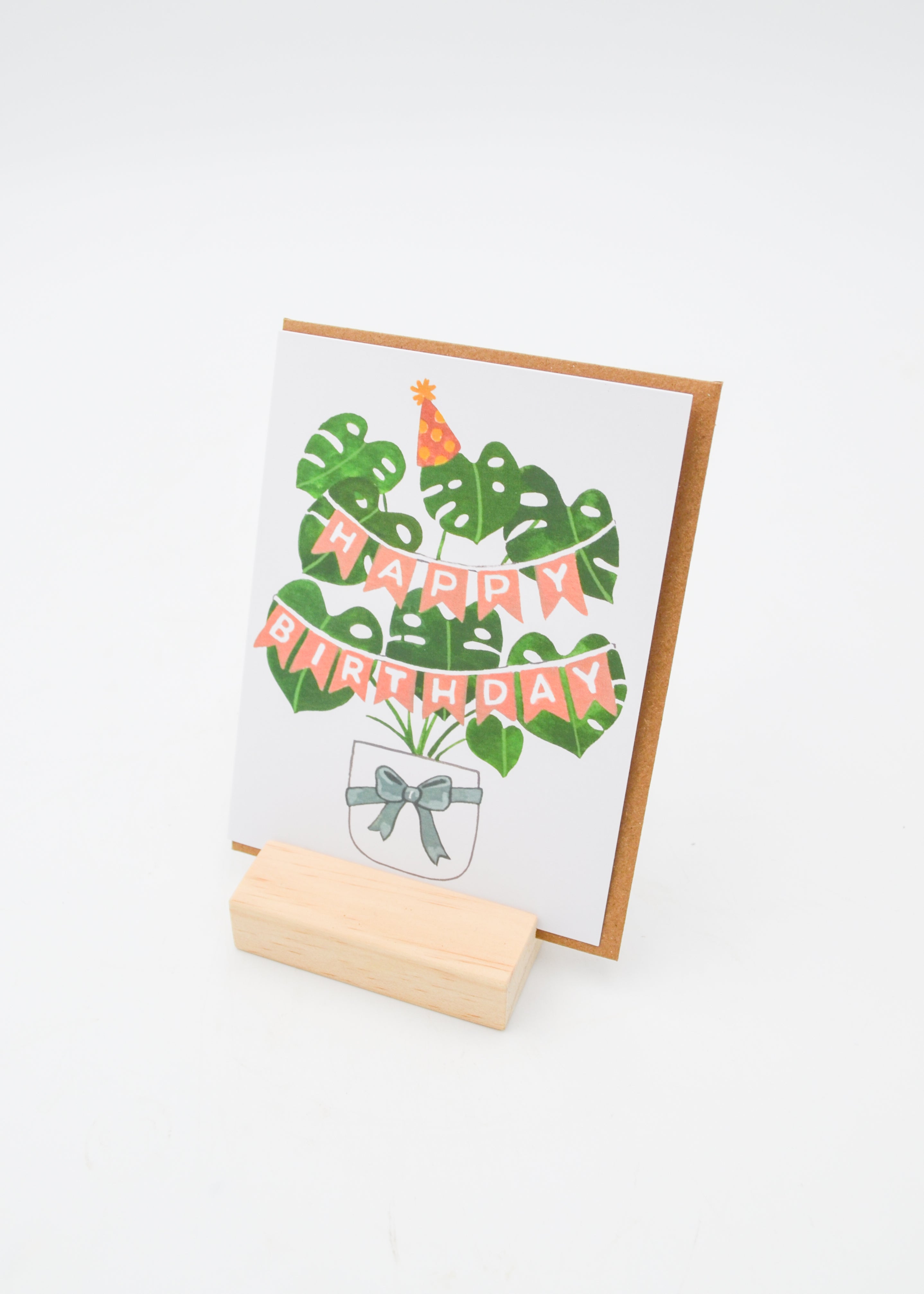 "Happy Birthday" Card - Monstera Plant