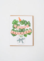 "Happy Birthday" Card - Monstera Plant