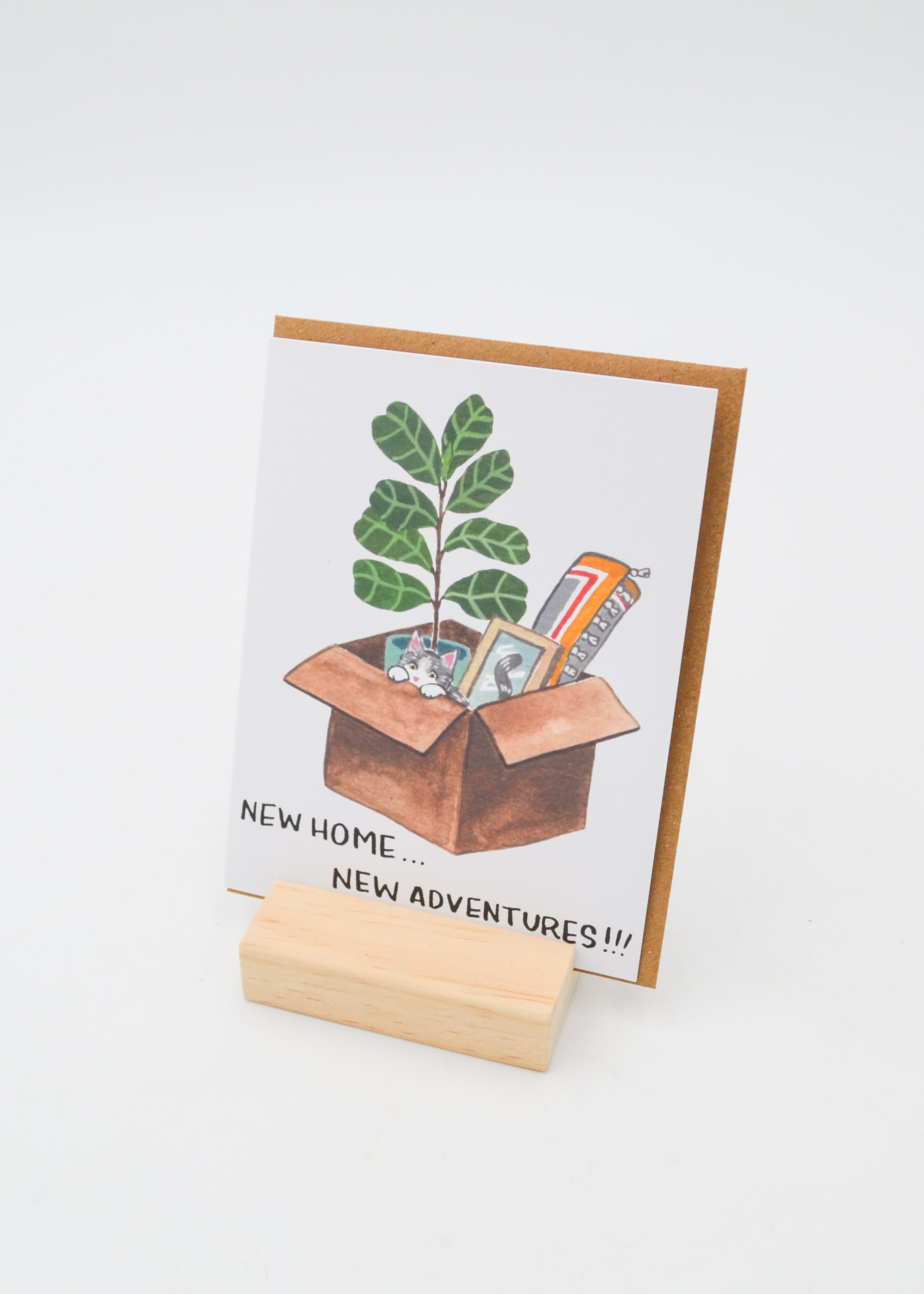 "New Home, New Adventures" Card - Plants and Cat