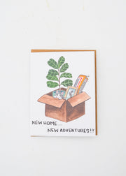 "New Home, New Adventures" Card - Plants and Cat
