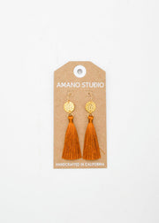 Amano Studio - Gold + Orange Tassels Earrings