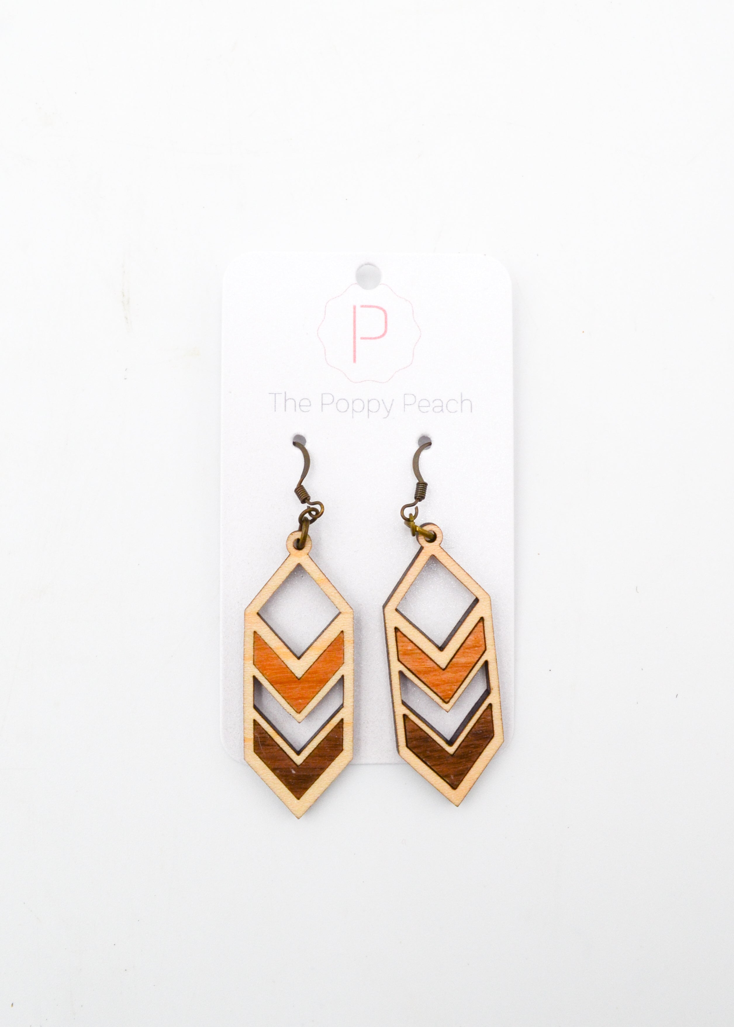 The Poppy Peach - Wood-cut Earrings