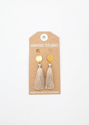 Amano Studio - Gold + Taupe Tassels Earrings