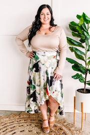 Silky Wrap Skirt In Fantasy Island Print by SidePony Boutique