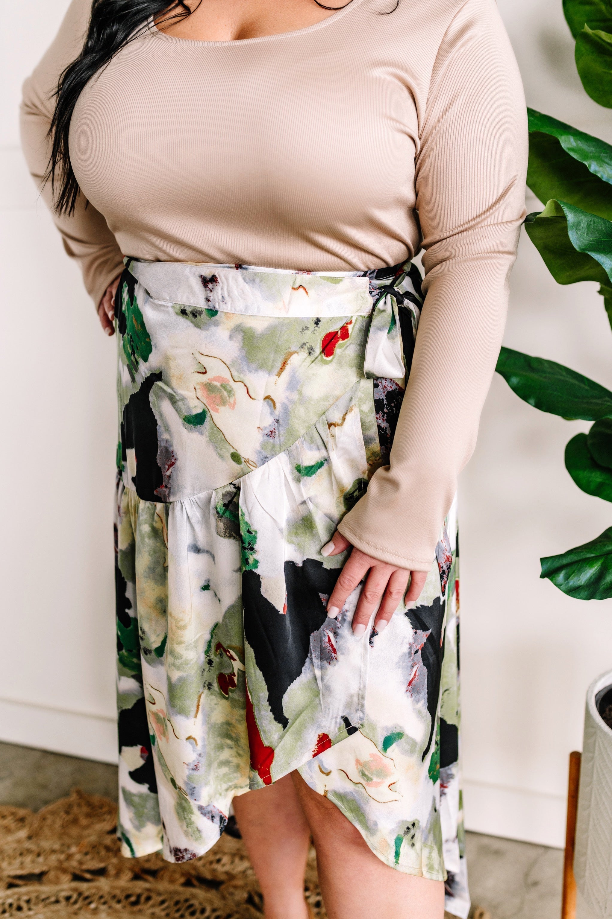 Silky Wrap Skirt In Fantasy Island Print by SidePony Boutique