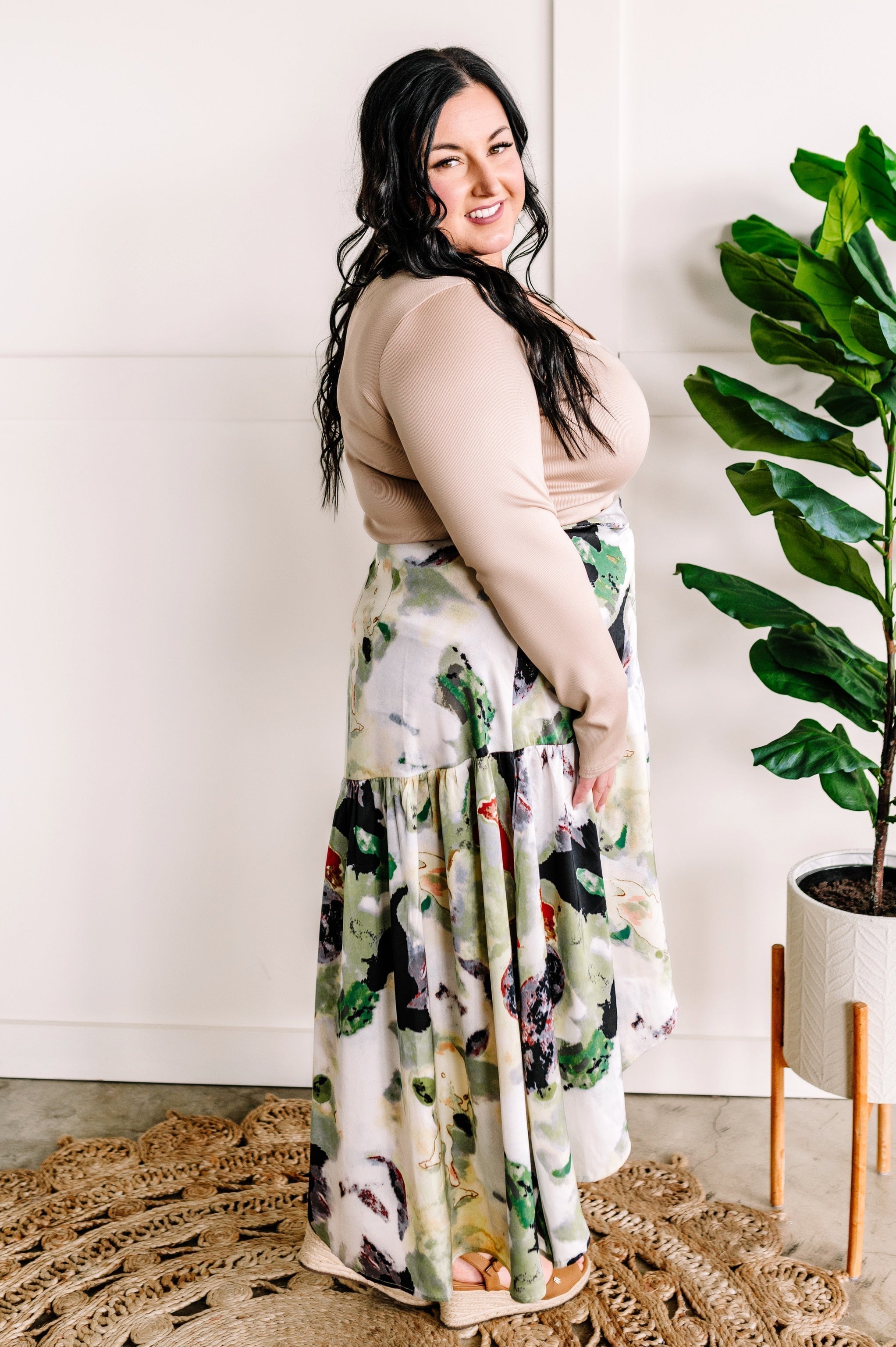 Silky Wrap Skirt In Fantasy Island Print by SidePony Boutique