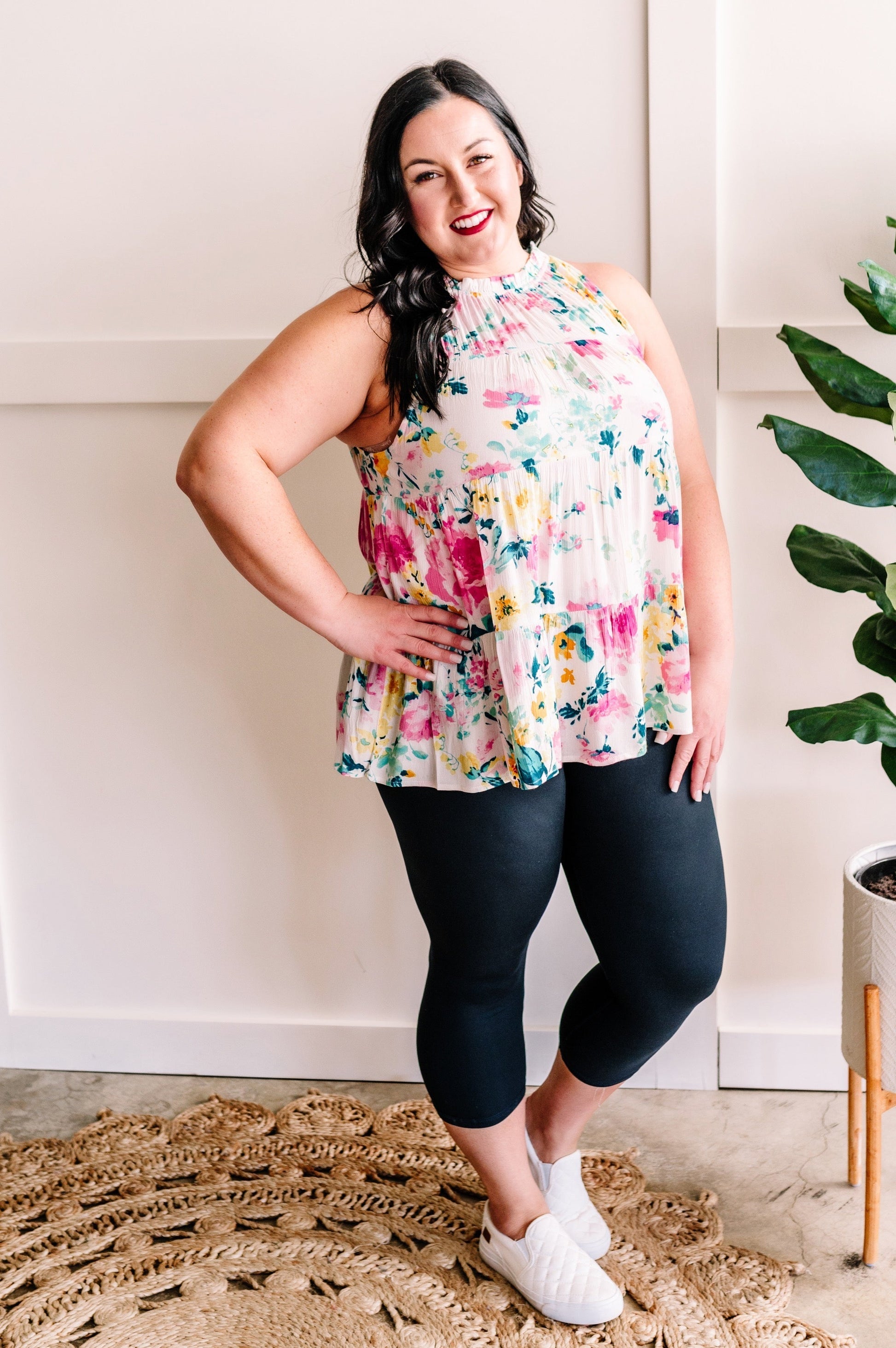 Tiered Tie Back Sleeveless Blouse In Easter Florals by SidePony Boutique