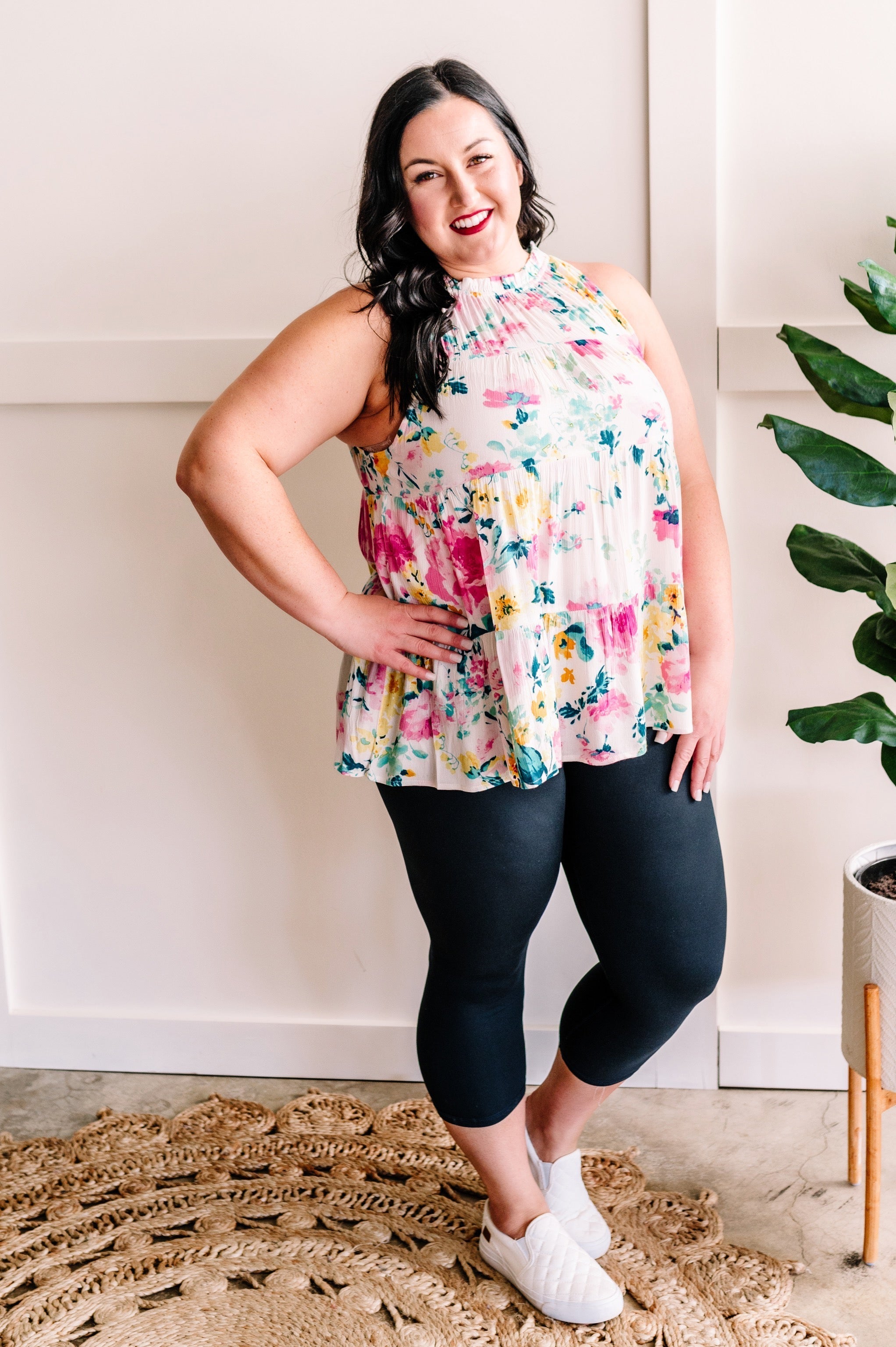 Tiered Tie Back Sleeveless Blouse In Easter Florals by SidePony Boutique