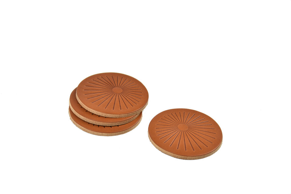 Sunburst Leather Coaster Set